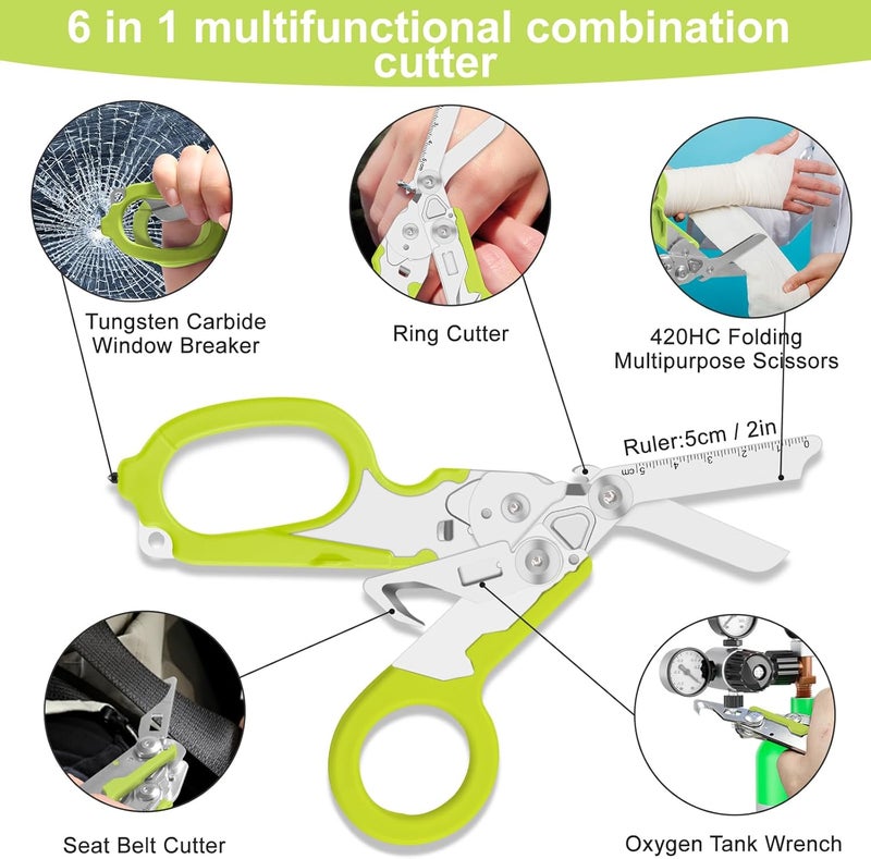 Lemasa 6in1 trauma shears - emergency responders, outdoor emergencies scissor, medical staff, and outdoor camping scissors, ttrauma scissors (green) - Image 3